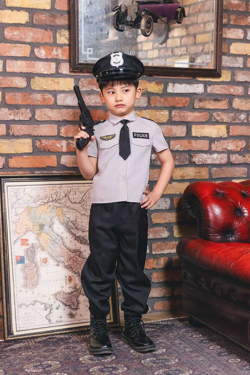 [New] コスプレ キッズ こども ハロウィン グレイポリスパンツ 120/140cm グレー 【クリアストーン】