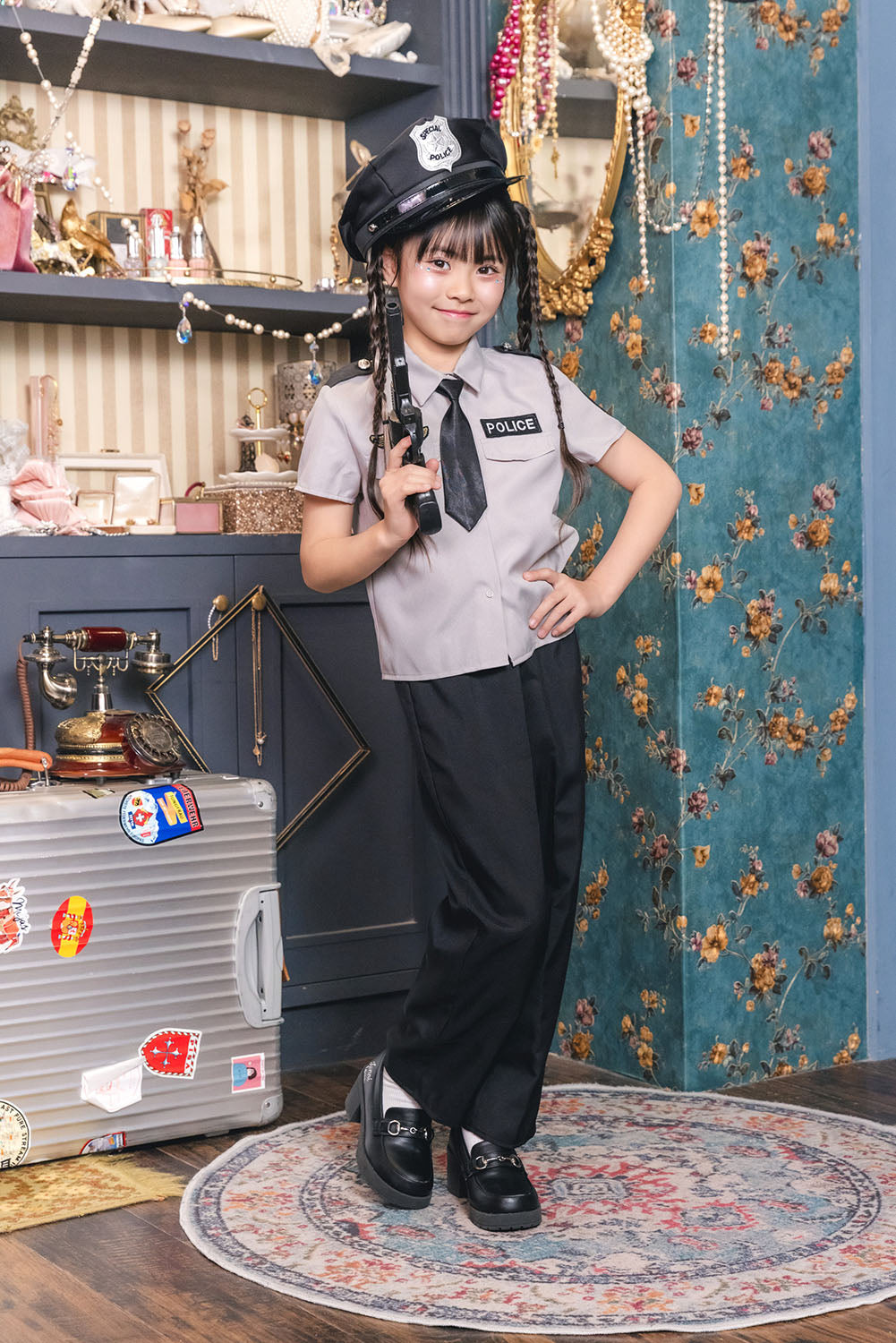 [New] コスプレ キッズ こども ハロウィン グレイポリスパンツ 120/140cm グレー 【クリアストーン】