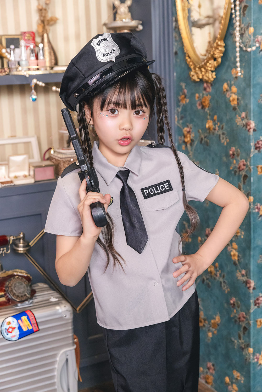 [New] コスプレ キッズ こども ハロウィン グレイポリスパンツ 120/140cm グレー 【クリアストーン】