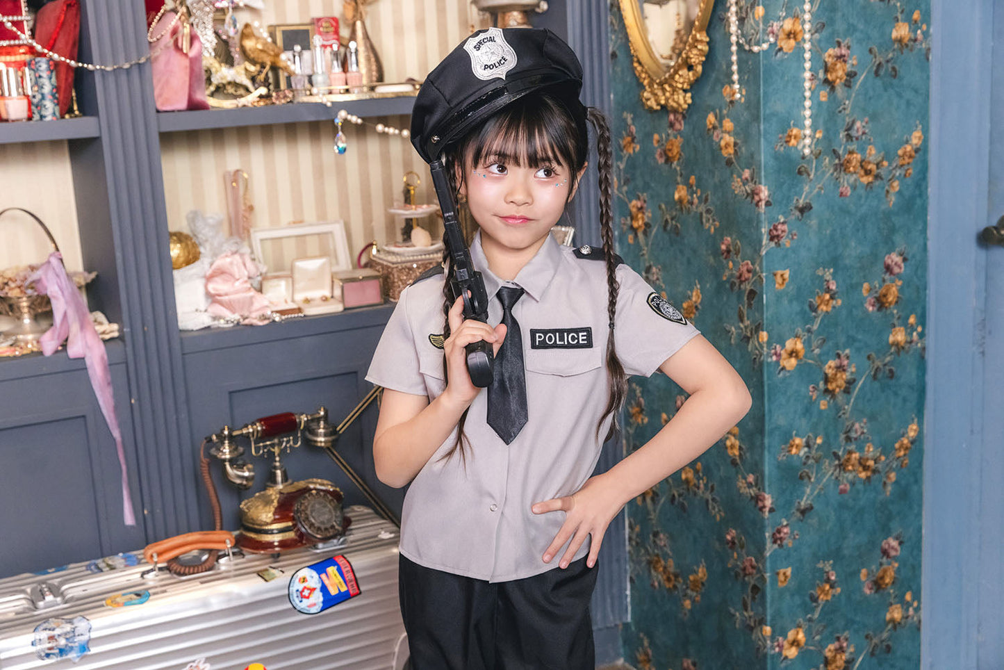 [New] コスプレ キッズ こども ハロウィン グレイポリスパンツ 120/140cm グレー 【クリアストーン】