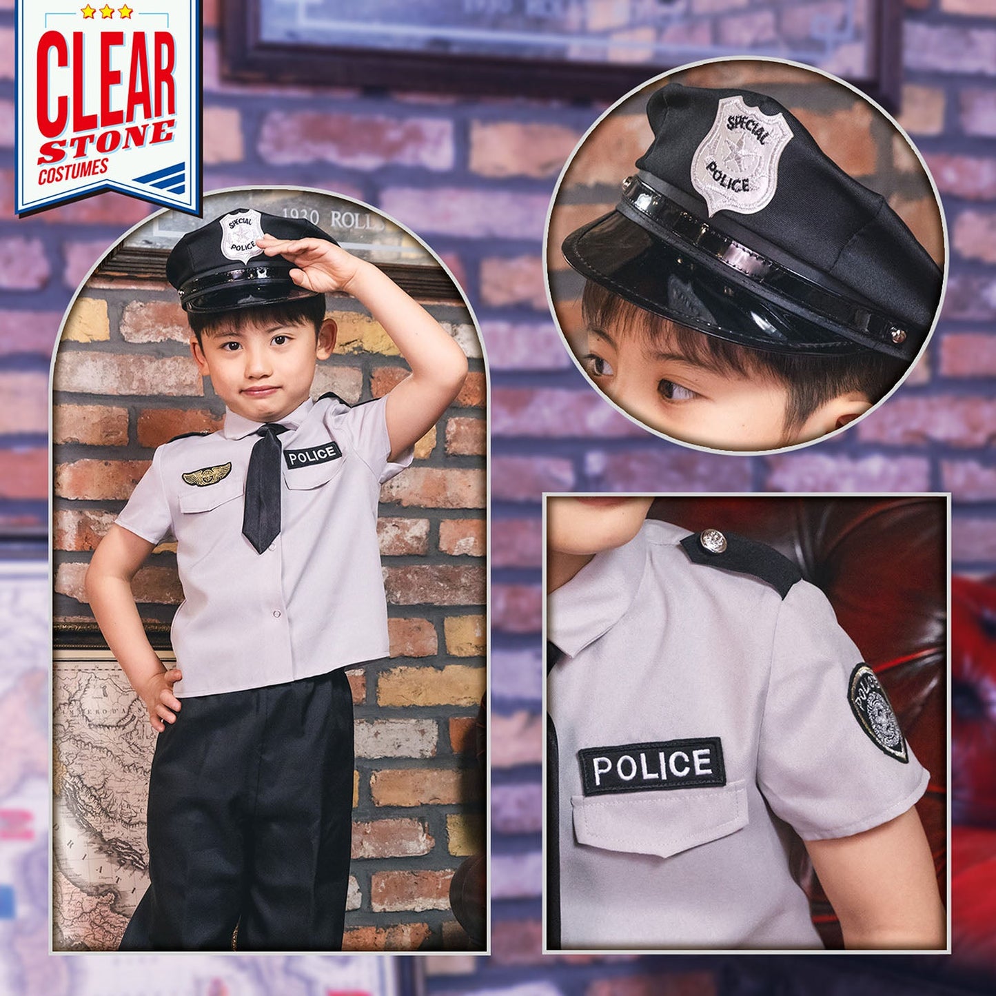 [New] コスプレ キッズ こども ハロウィン グレイポリスパンツ 120/140cm グレー 【クリアストーン】