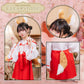 [New] コスプレ キッズ こども ハロウィン きつね巫女 120/140cm ホワイト レッド【クリアストーン】