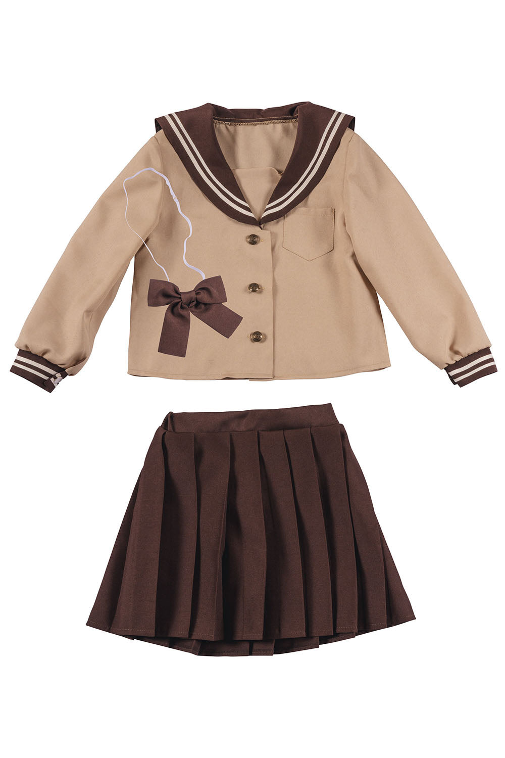 コスプレ キッズ こども ハロウィン 制服 ブラウンセーラー 120/140cm ブラウン【クリアストーン】