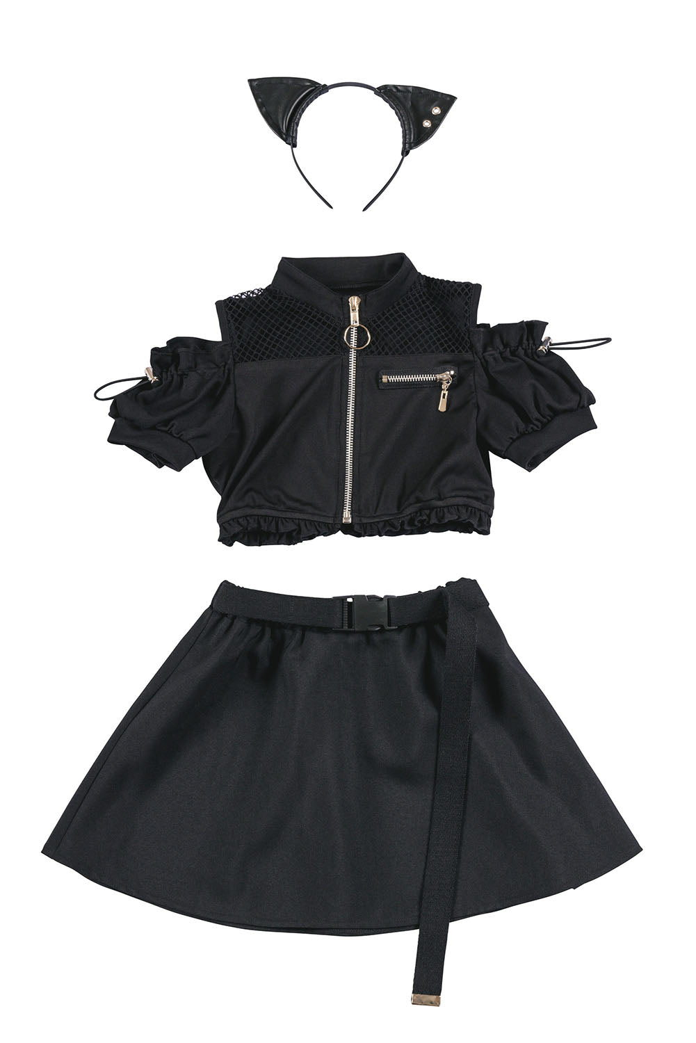 [New] コスプレ キッズ こども ハロウィン トキシックキャット 120/140cm ブラック【クリアストーン】