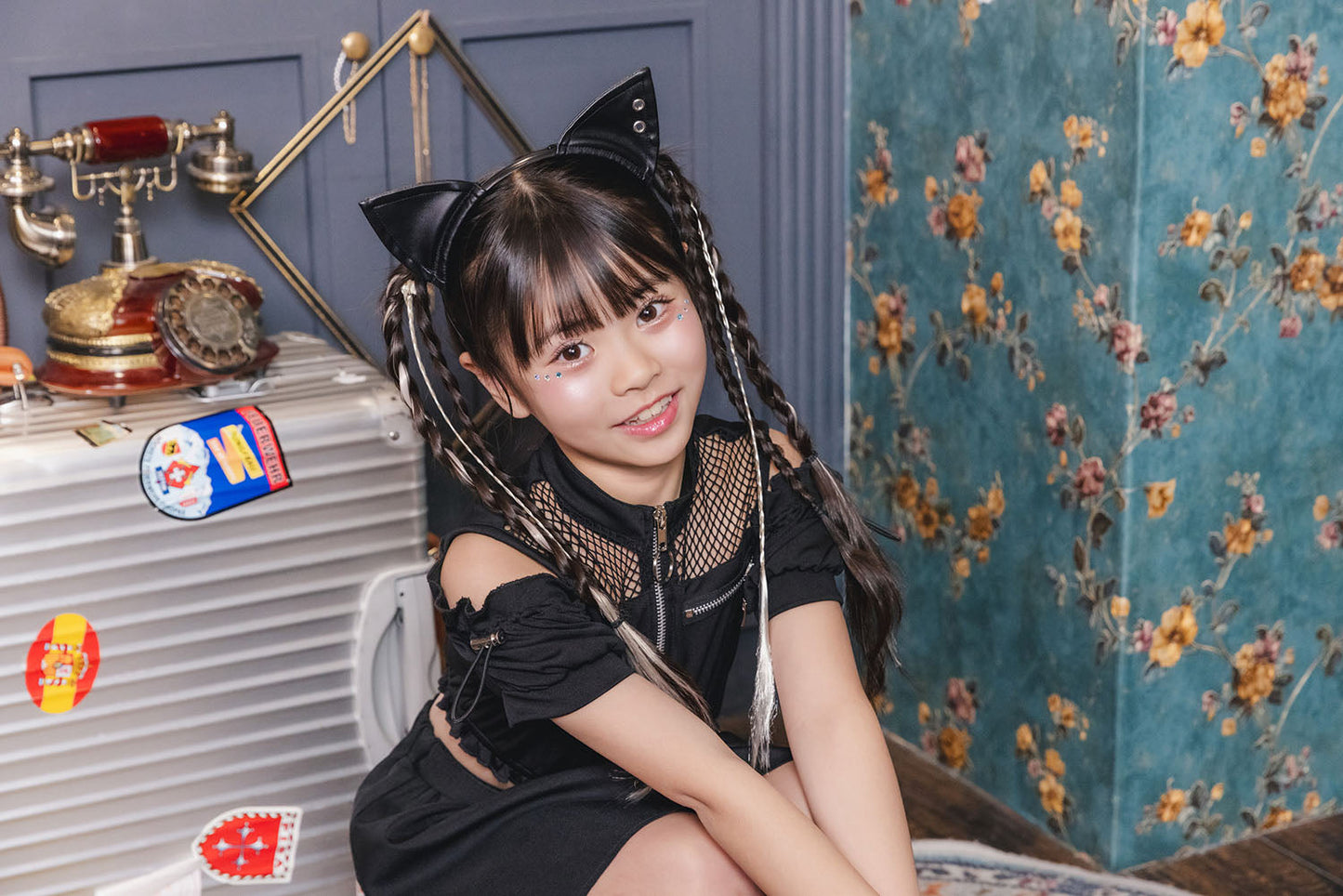 [New] コスプレ キッズ こども ハロウィン トキシックキャット 120/140cm ブラック【クリアストーン】