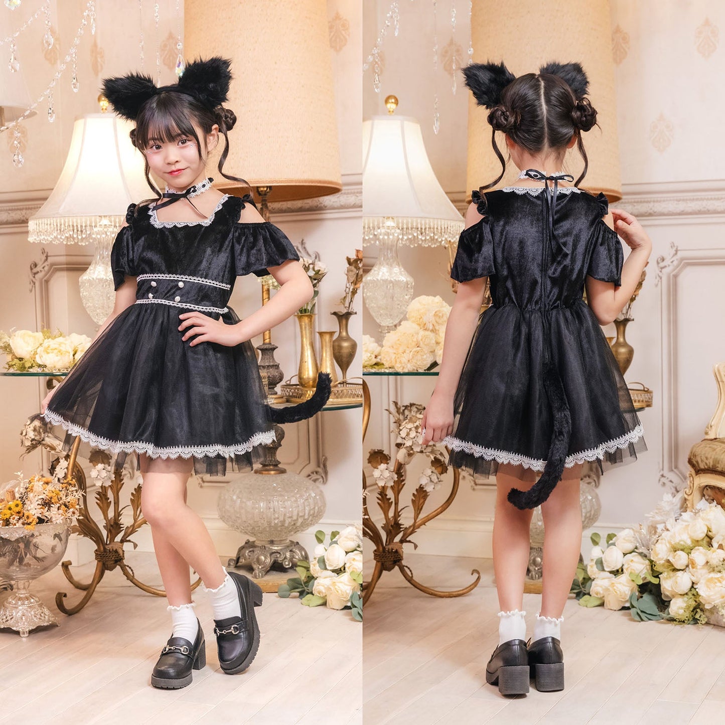 [New] コスプレ キッズ こども ハロウィン ミミシャノワール 120/140cm ブラック【クリアストーン】