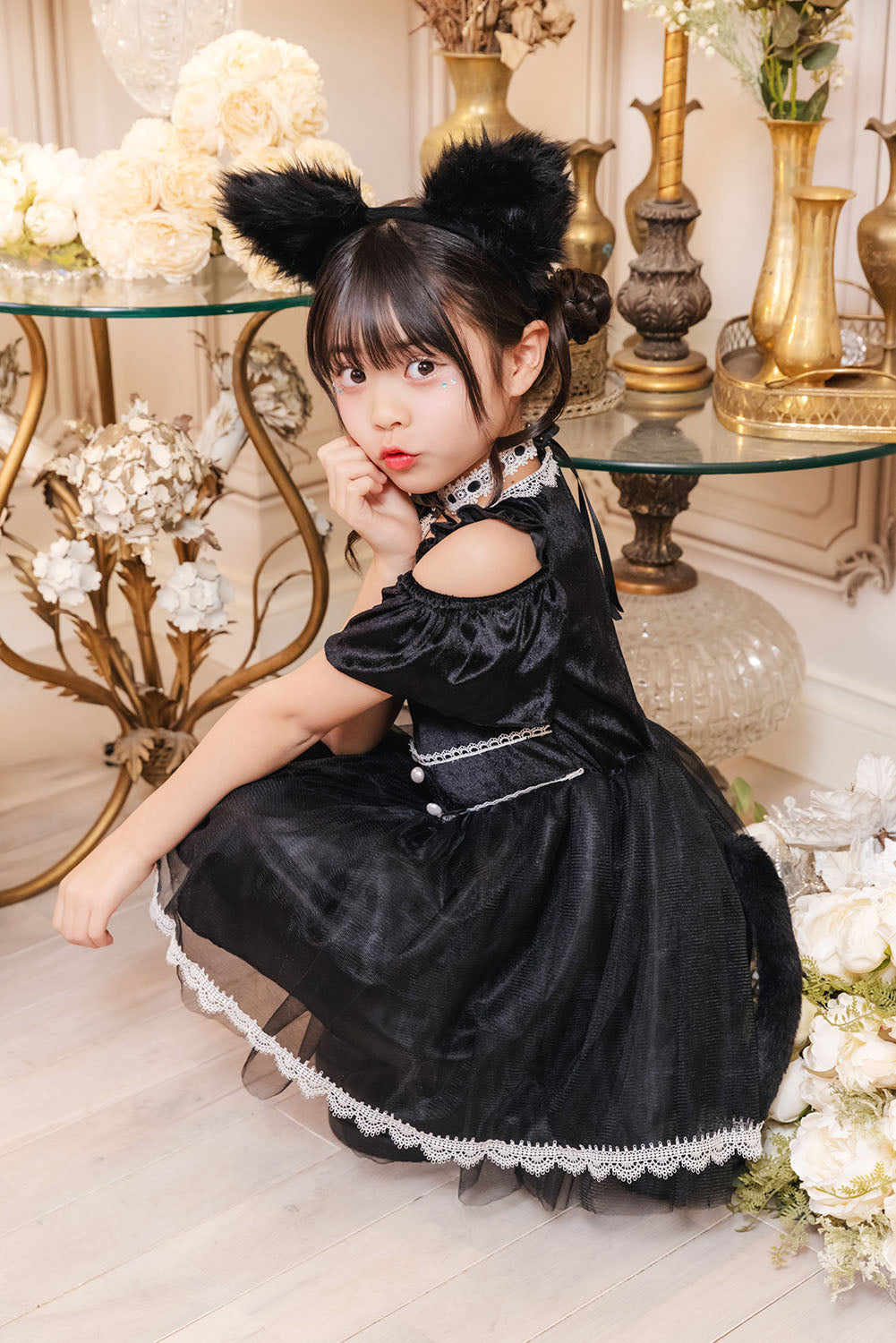 [New] コスプレ キッズ こども ハロウィン ミミシャノワール 120/140cm ブラック【クリアストーン】