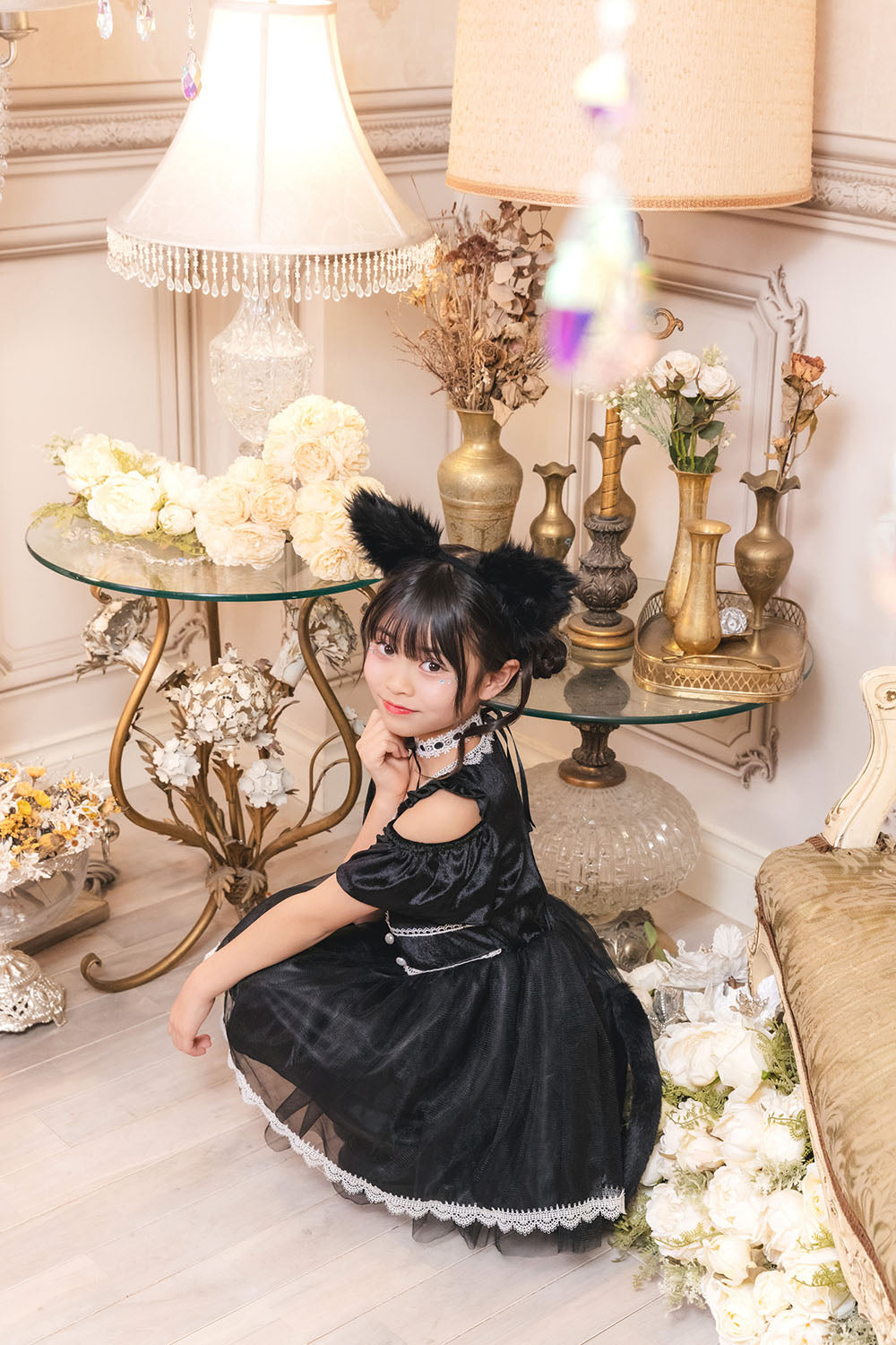 [New] コスプレ キッズ こども ハロウィン ミミシャノワール 120/140cm ブラック【クリアストーン】