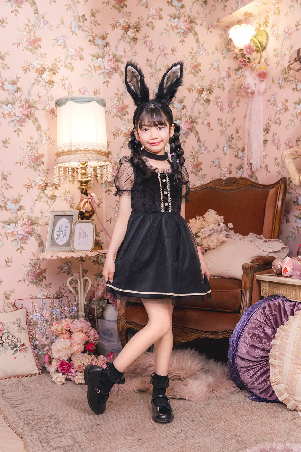 [New] コスプレ キッズ こども ハロウィン ミミラパンノワール 120/140cm ブラック【クリアストーン】