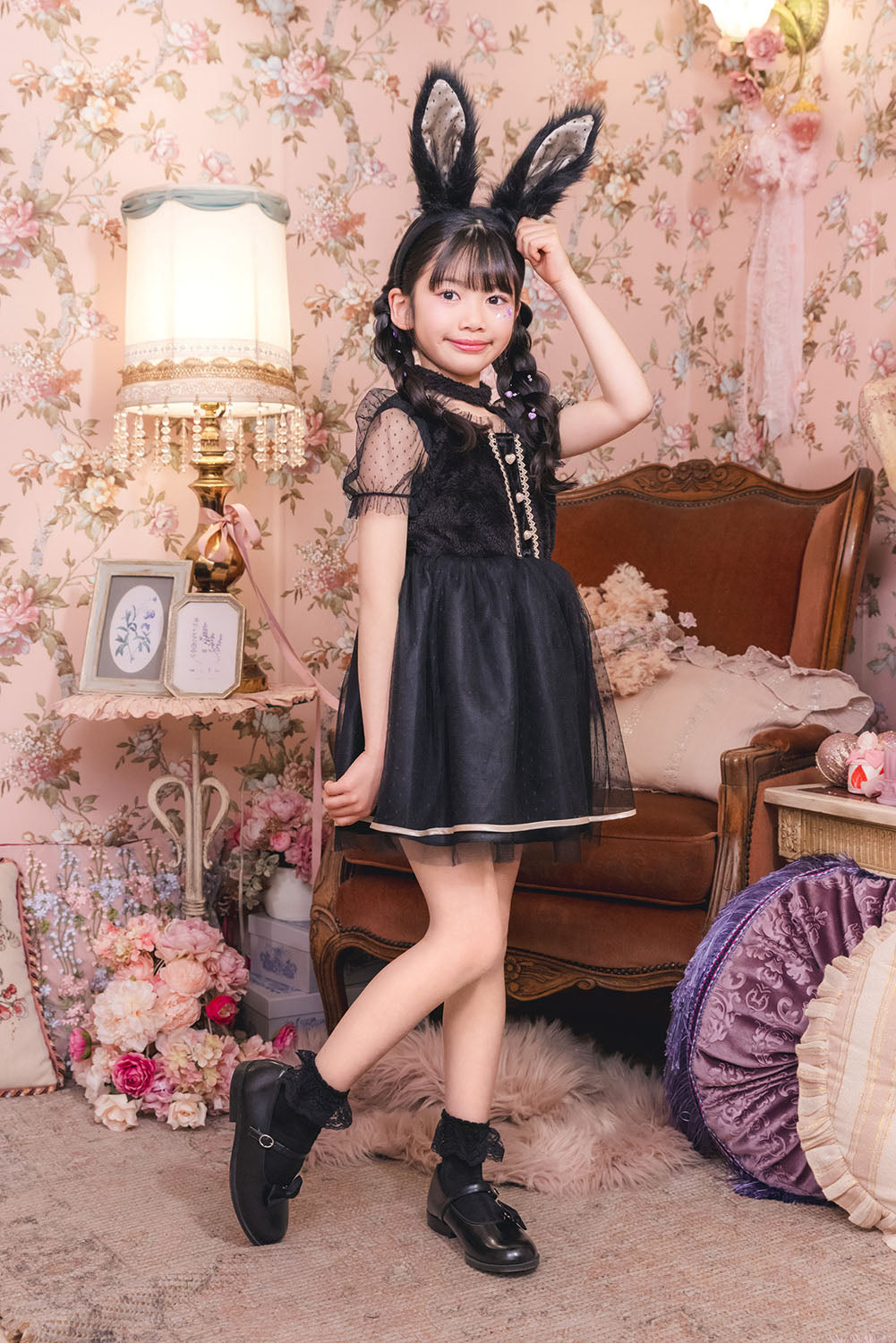 [New] コスプレ キッズ こども ハロウィン ミミラパンノワール 120/140cm ブラック【クリアストーン】