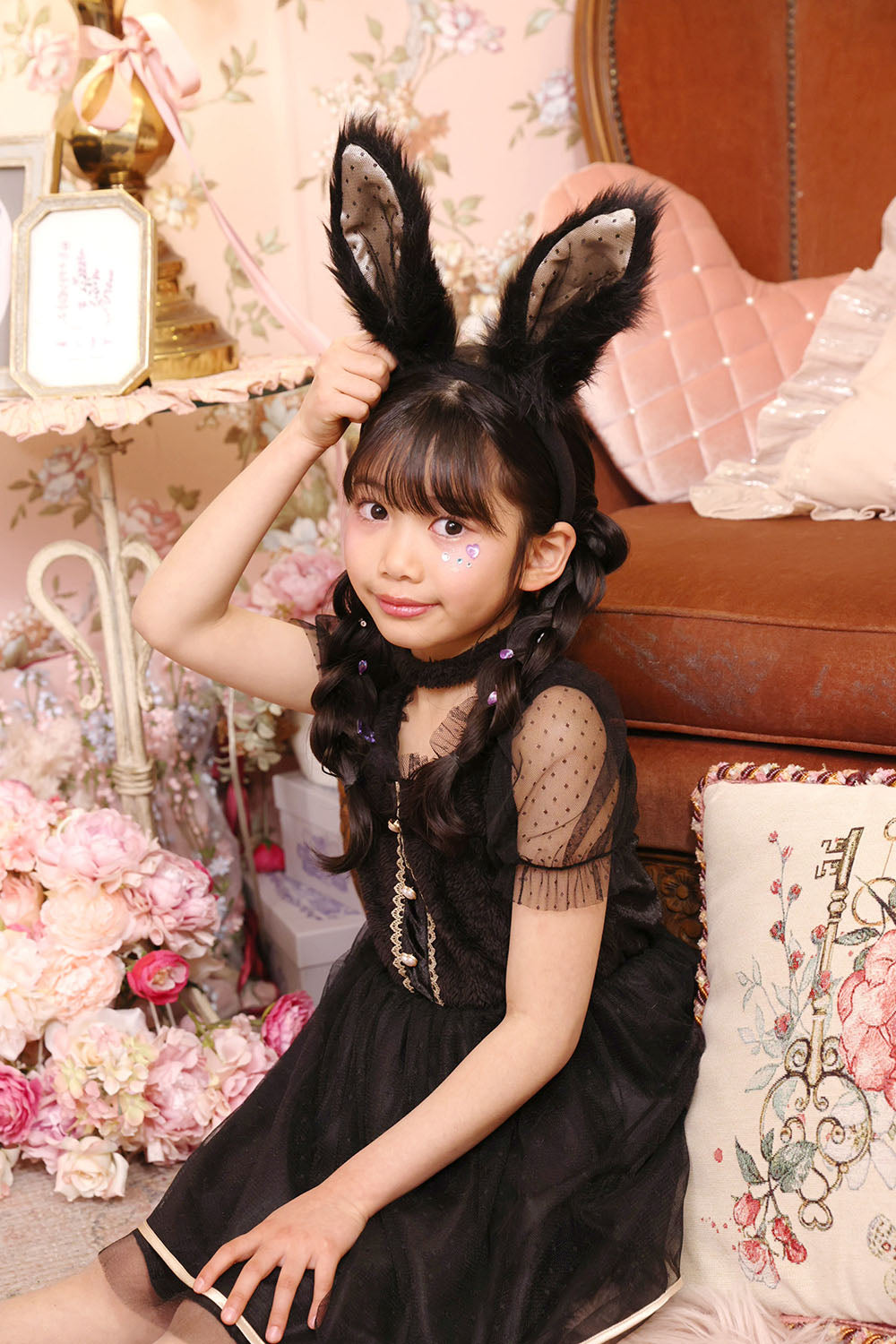 [New] コスプレ キッズ こども ハロウィン ミミラパンノワール 120/140cm ブラック【クリアストーン】