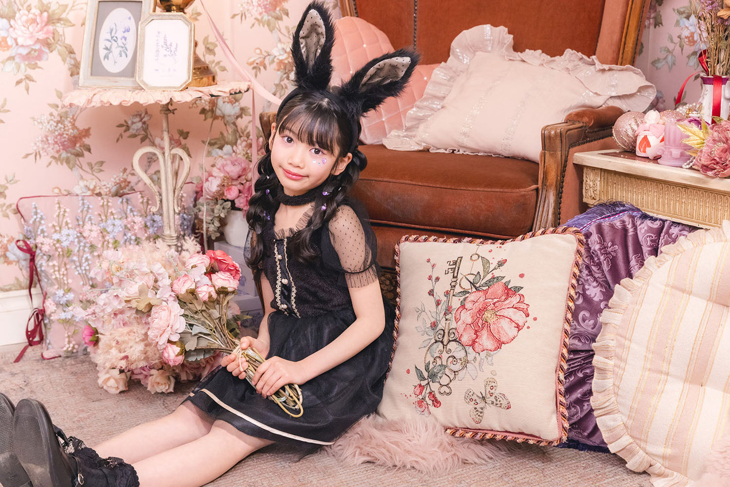 [New] コスプレ キッズ こども ハロウィン ミミラパンノワール 120/140cm ブラック【クリアストーン】