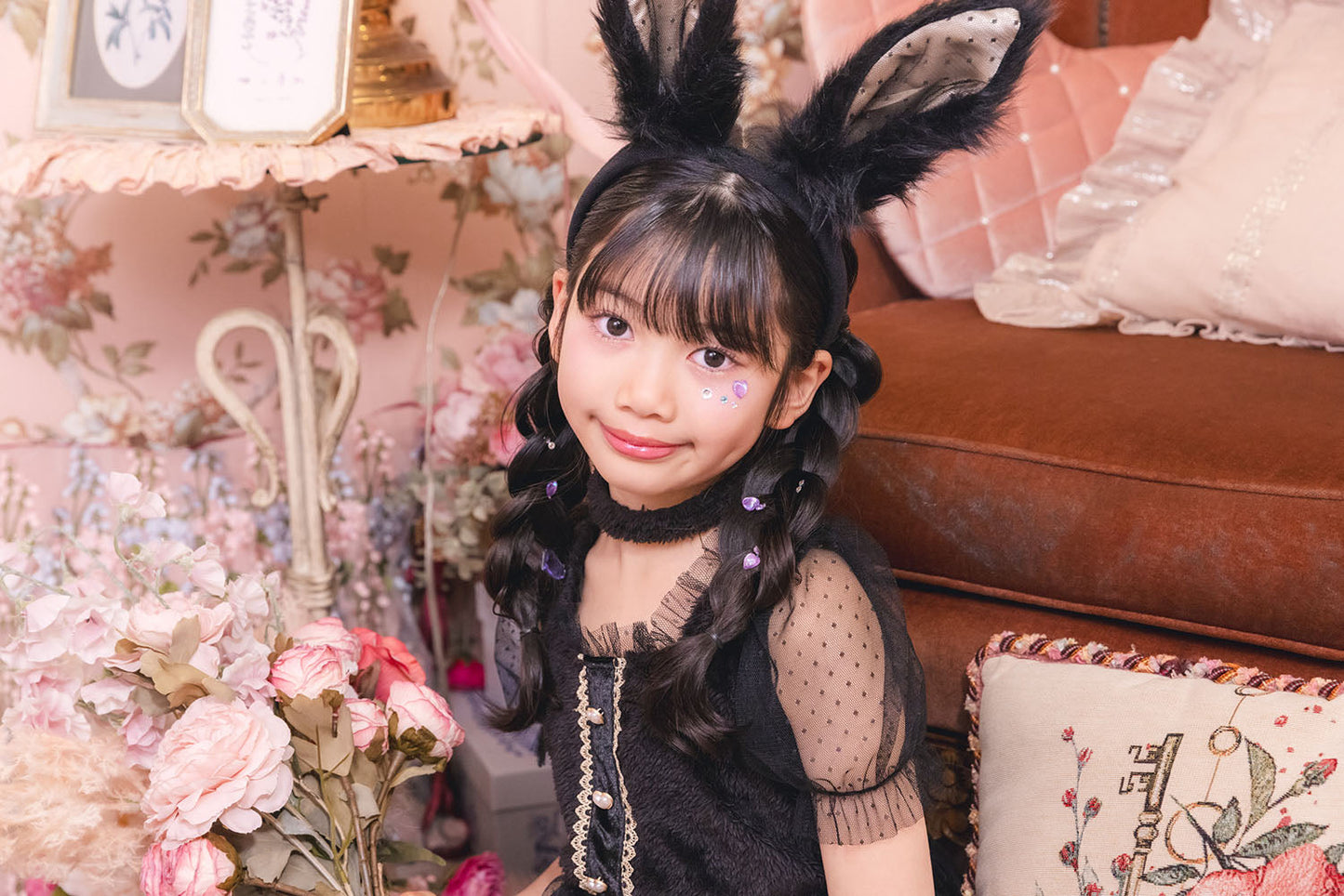 [New] コスプレ キッズ こども ハロウィン ミミラパンノワール 120/140cm ブラック【クリアストーン】