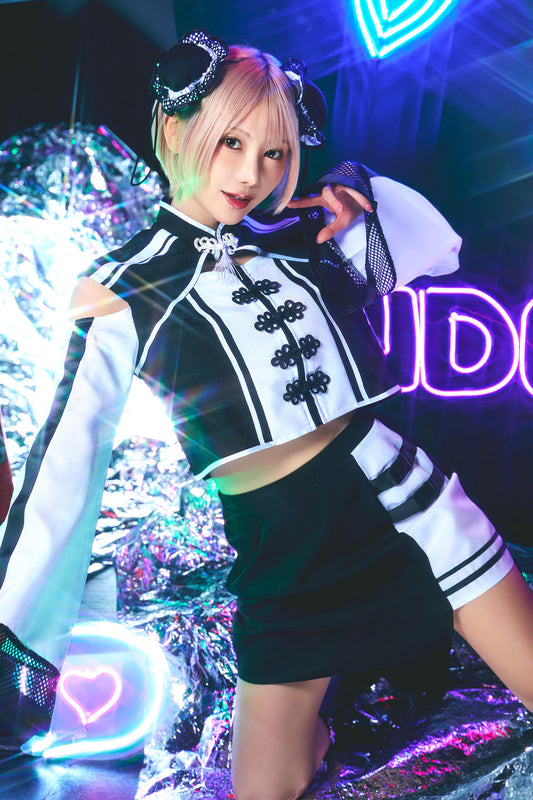 コスプレ ハロウィン ジャージチャイナ ニュークラッシュ チャイナ レディース フリーサイズ ブラック【クリアストーン】♡