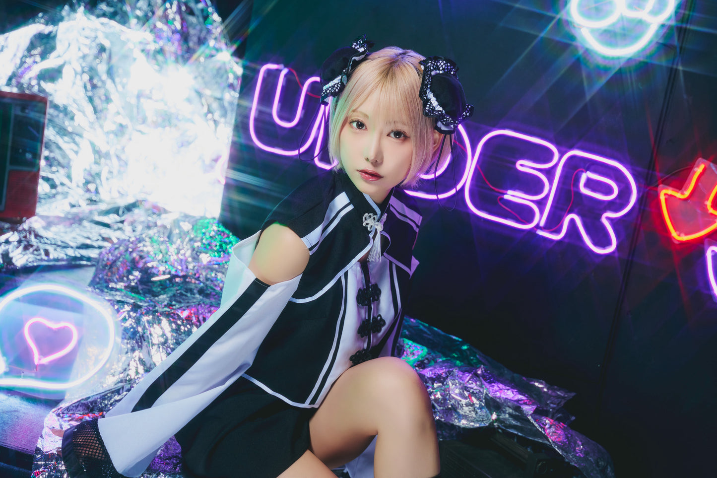 コスプレ ハロウィン ジャージチャイナ ニュークラッシュ チャイナ レディース フリーサイズ ブラック【クリアストーン】♡