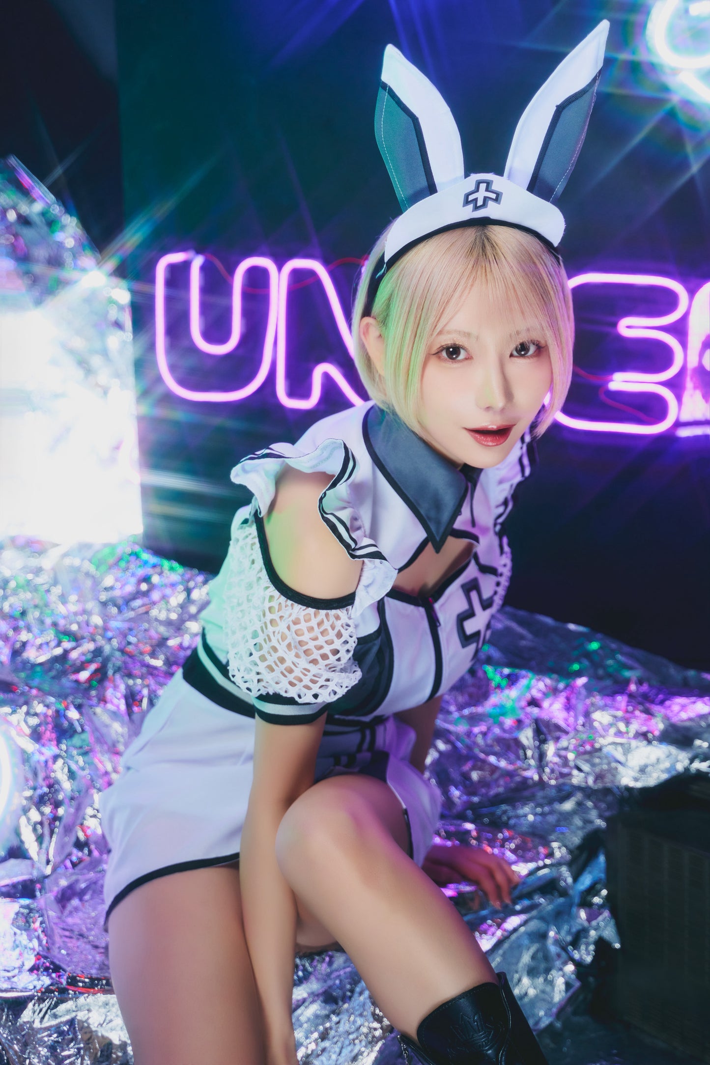 コスプレ ハロウィン うさぎ ナース ニュークラッシュ ラビットナース レディース フリーサイズ ホワイト【クリアストーン】♡