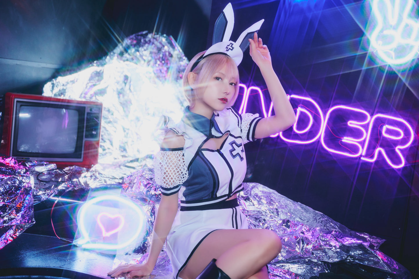 コスプレ ハロウィン うさぎ ナース ニュークラッシュ ラビットナース レディース フリーサイズ ホワイト【クリアストーン】♡