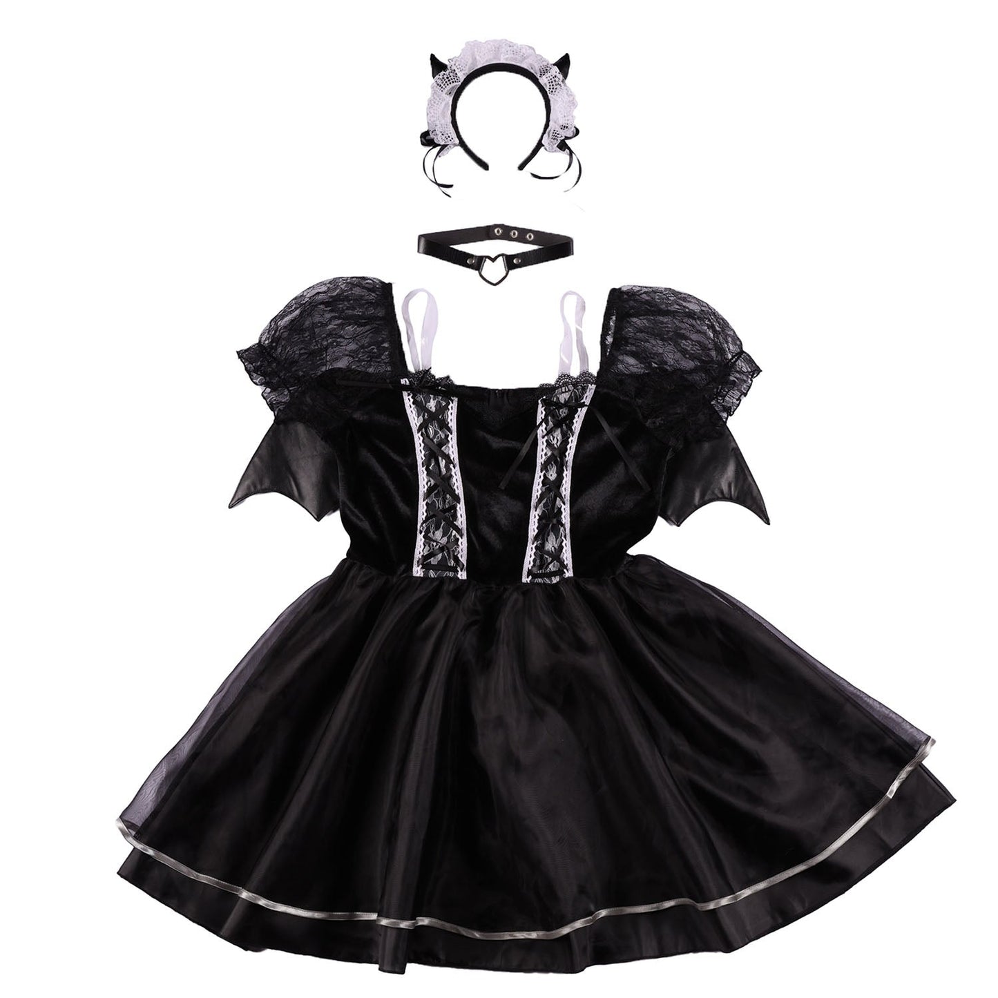 コスプレ デビル コケティッシュガーリー レーシィデビル レディース フリーサイズ ブラック【クリアストーン】