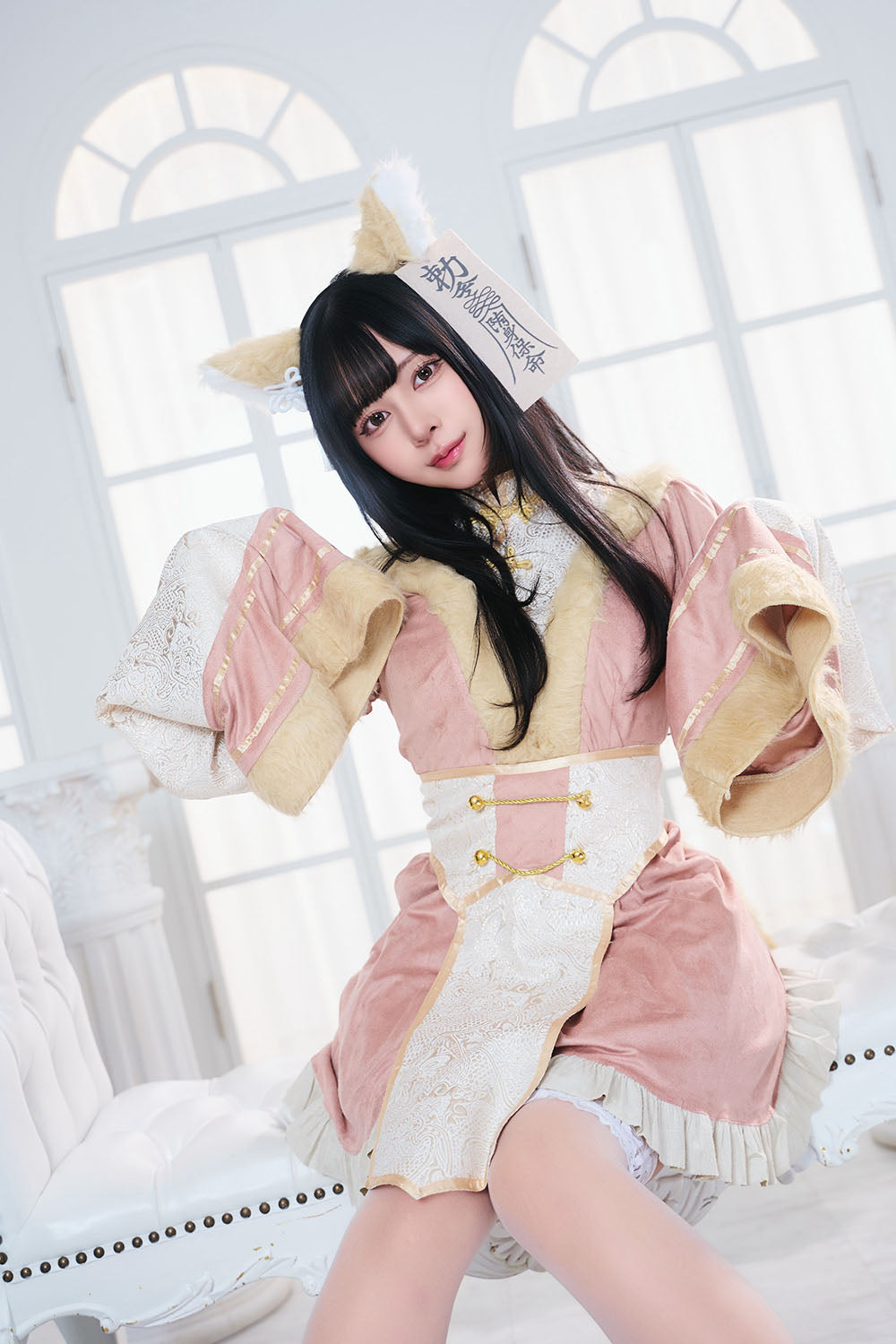 コスプレ ハロウィン 狐 キョンシー ダスティコンフィ キツネキョンシー レディース フリーサイズ ブルー/ピンク【クリアストーン】♡
