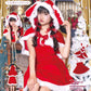 コスプレ ジュニア こども クリスマス メリープラムフェアリー うさぎケープサンタ 150cm 女の子 レッド 【クリアストーン】