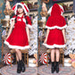 コスプレ ジュニア こども クリスマス メリープラムフェアリー うさぎケープサンタ 150cm 女の子 レッド 【クリアストーン】
