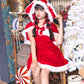 コスプレ ジュニア こども クリスマス メリープラムフェアリー うさぎケープサンタ 150cm 女の子 レッド 【クリアストーン】