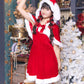 コスプレ ジュニア こども クリスマス メリープラムフェアリー うさぎケープサンタ 150cm 女の子 レッド 【クリアストーン】