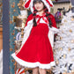 コスプレ ジュニア こども クリスマス メリープラムフェアリー うさぎケープサンタ 150cm 女の子 レッド 【クリアストーン】