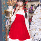 コスプレ ジュニア こども クリスマス メリープラムフェアリー うさぎケープサンタ 150cm 女の子 レッド 【クリアストーン】