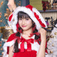 コスプレ ジュニア こども クリスマス メリープラムフェアリー うさぎケープサンタ 150cm 女の子 レッド 【クリアストーン】