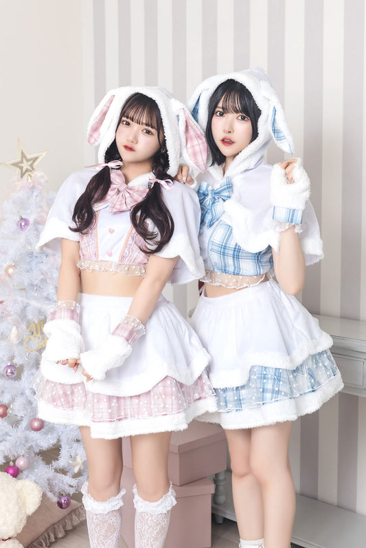 [New]《JamsCollection着用》コスプレ うさぎ クリスマス リリパレ スノーラビット  レディース フリーサイズ ピンク/ブルー【クリアストーン】