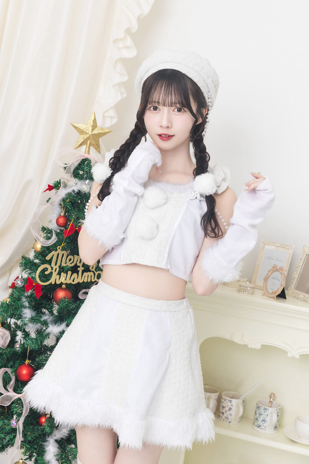 《JamsCollection着用》コスプレ サンタ クリスマス リリパレ メレンゲサンタ レディース フリーサイズ ホワイト【クリアストーン】♡