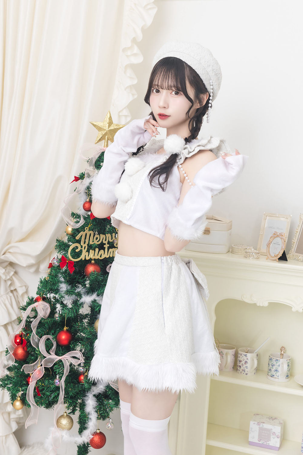 《JamsCollection着用》コスプレ サンタ クリスマス リリパレ メレンゲサンタ レディース フリーサイズ ホワイト【クリアストーン】♡