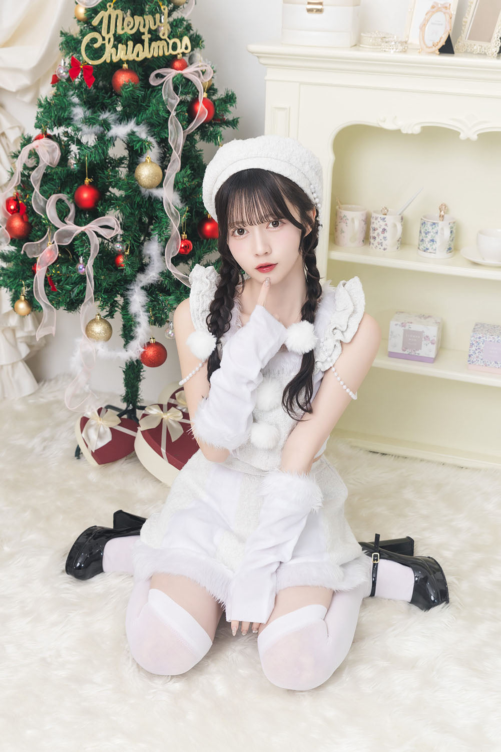 《JamsCollection着用》コスプレ サンタ クリスマス リリパレ メレンゲサンタ レディース フリーサイズ ホワイト【クリアストーン】♡