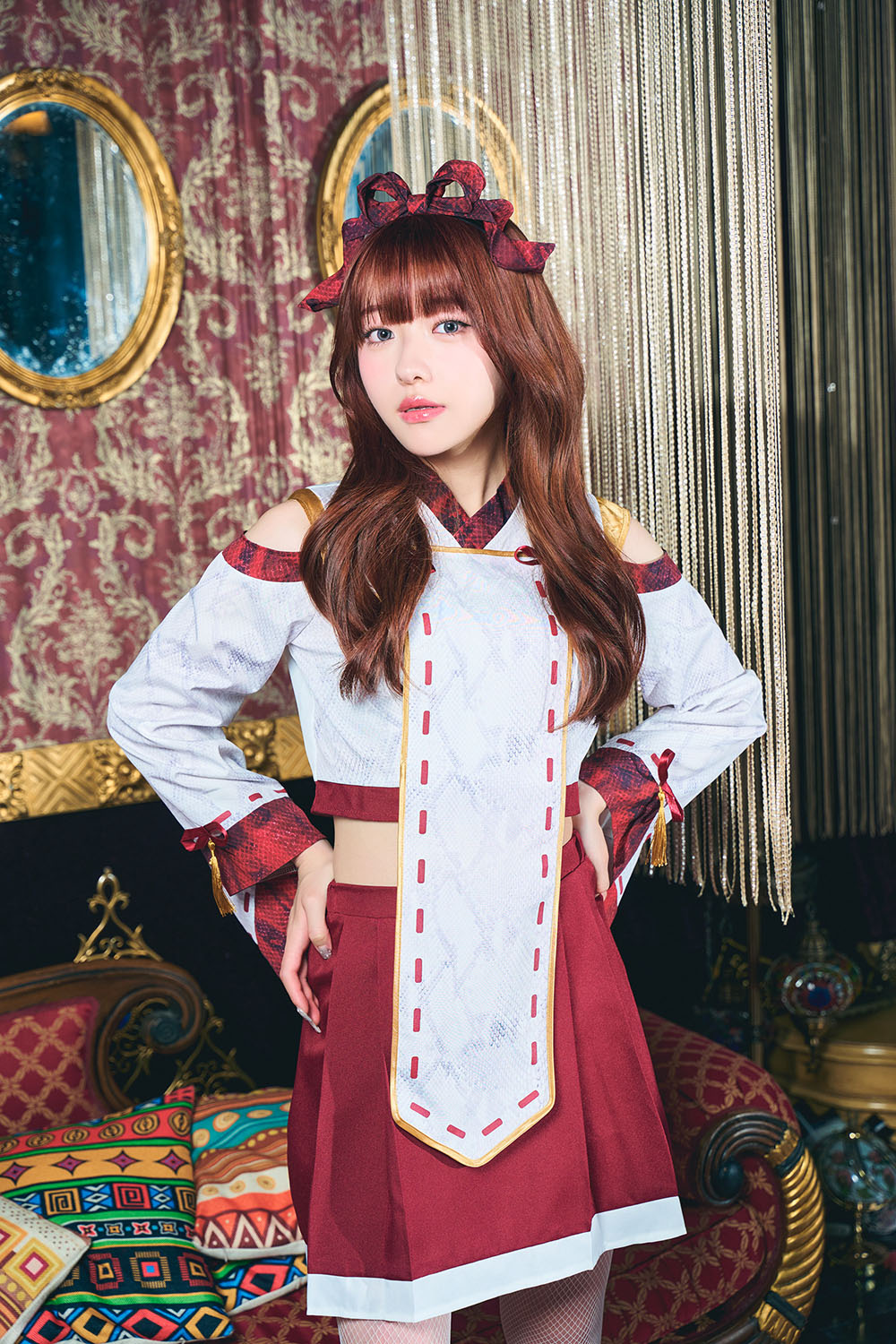 コスプレ 干支 巳年 へび 蛇之巫女 レディース フリーサイズ レッド