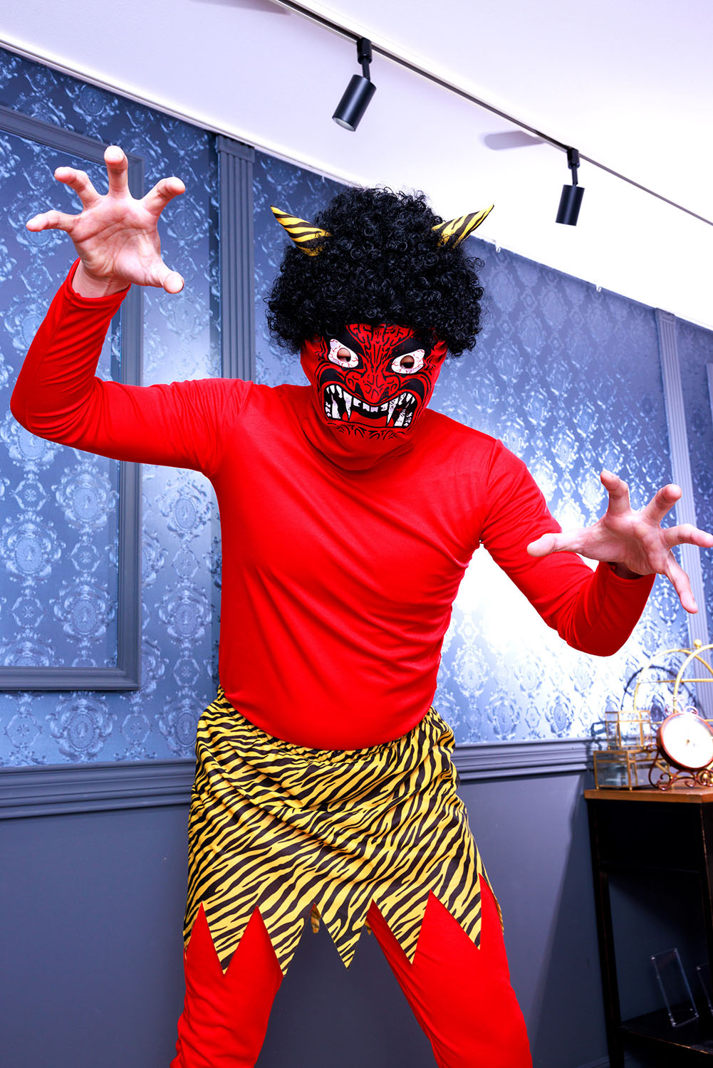 コスプレ 節分 鬼 怖すぎる赤鬼/怖すぎる青鬼 メンズ フリーサイズ