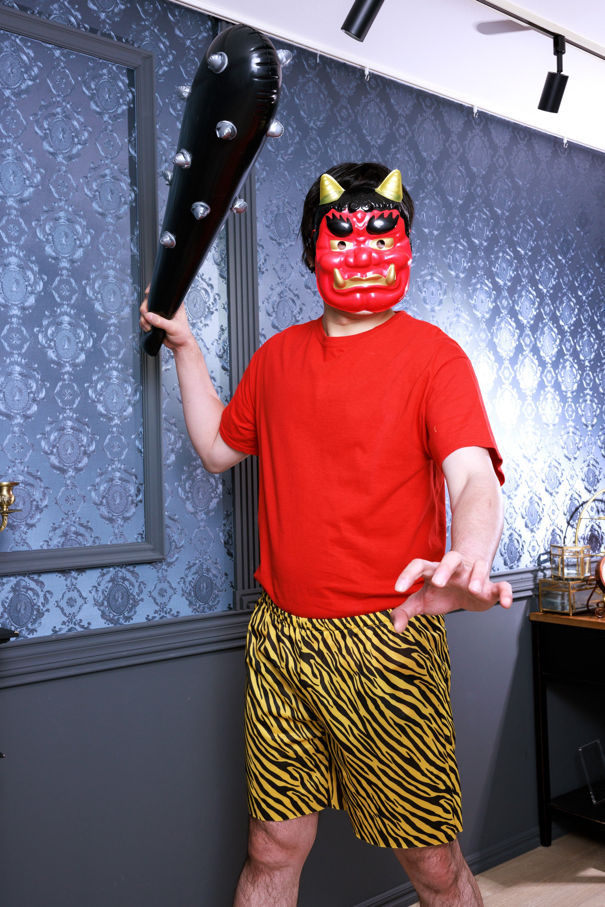 New] コスプレ 節分 鬼 定番節分鬼セット お面 パンツ こん棒 ユニ