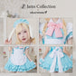 《JamsCollection着用》コスプレ ハロウィン メイド いぬ アニマル リリパレ 白いぬストライプメイド レディース フリーサイズ ブルー【クリアストーン】