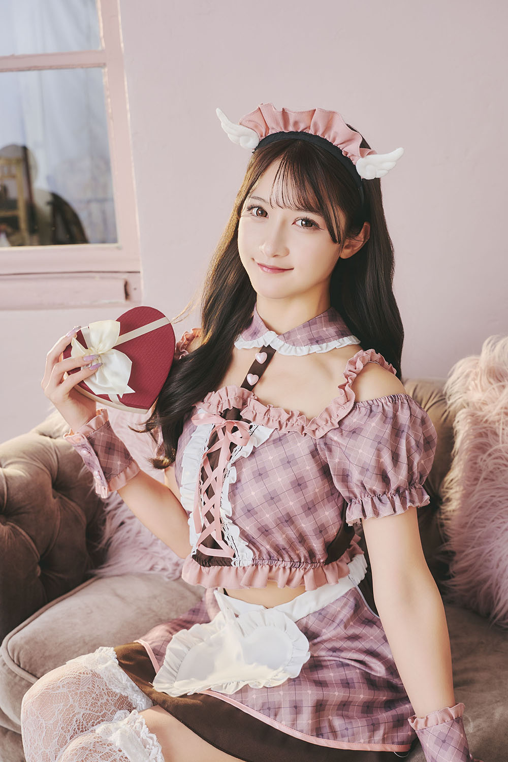 《JamsCollection・村望しおんちゃん、北乃咲久ちゃん着用》コスプレ バレンタイン メイド スイートキューピッド/ビターサキュバス レディース ブラウン【クリアストーン】♡