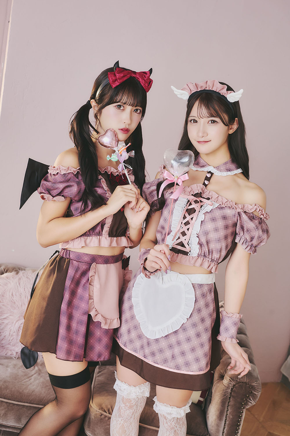 《JamsCollection・村望しおんちゃん、北乃咲久ちゃん着用》コスプレ バレンタイン メイド スイートキューピッド/ビターサキュバス レディース ブラウン【クリアストーン】♡