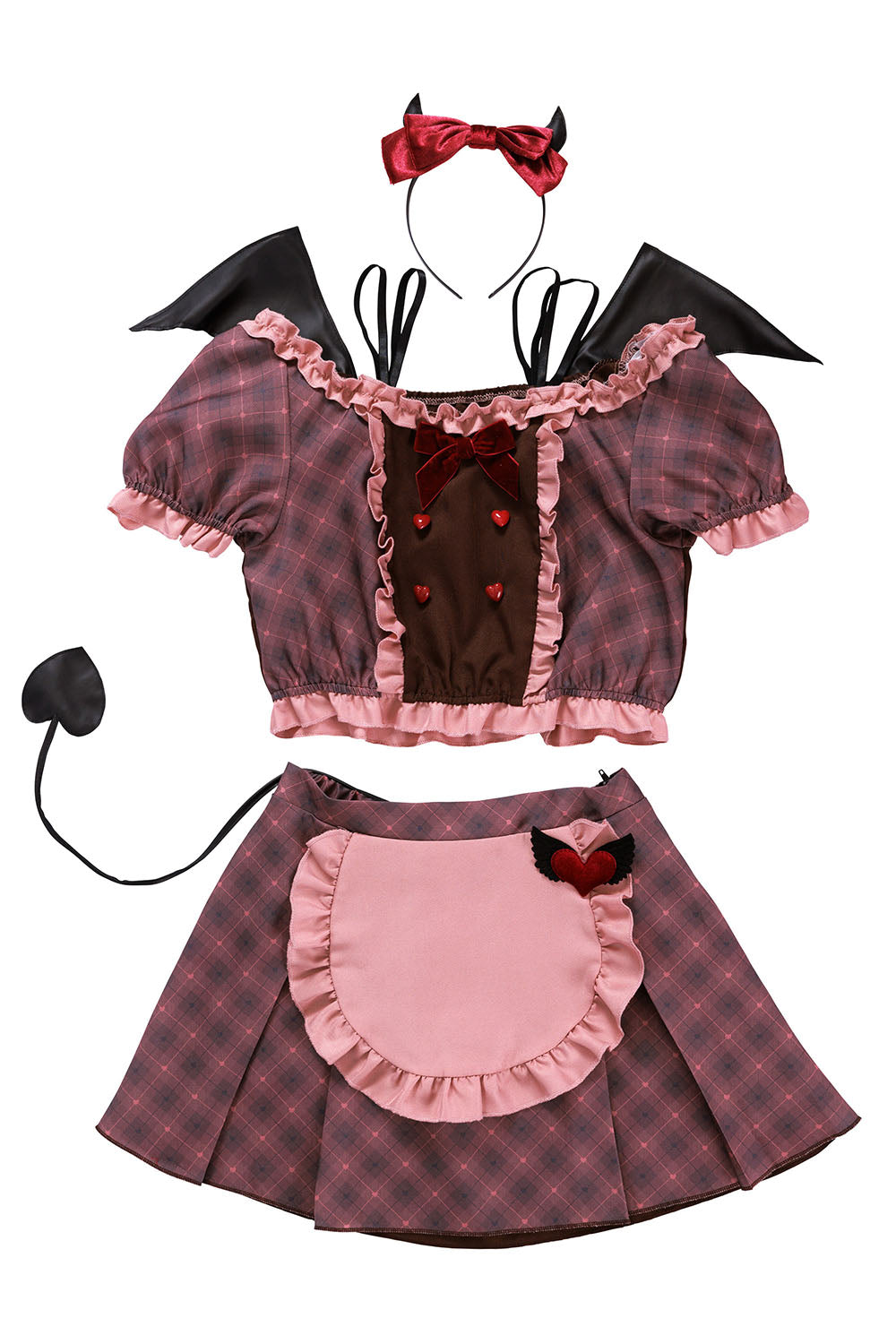 《JamsCollection・村望しおんちゃん、北乃咲久ちゃん着用》コスプレ バレンタイン メイド スイートキューピッド/ビターサキュバス レディース ブラウン【クリアストーン】♡