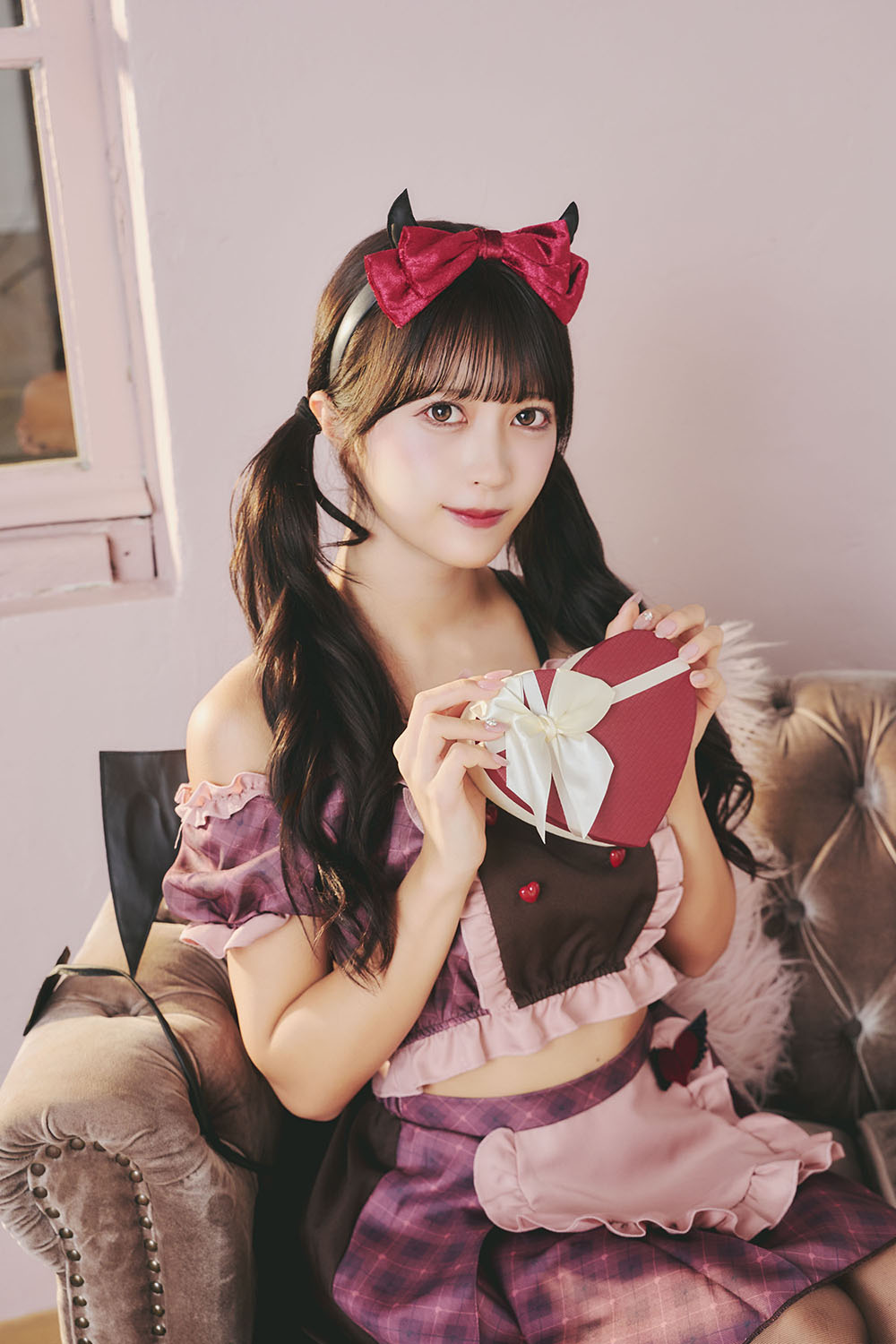 《JamsCollection・村望しおんちゃん、北乃咲久ちゃん着用》コスプレ バレンタイン メイド スイートキューピッド/ビターサキュバス レディース ブラウン【クリアストーン】♡