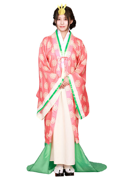 コスプレ 和風 ひなまつり お内裏様/お雛様 メンズ レディース フリーサイズ ネイビー/ピンク【クリアストーン】