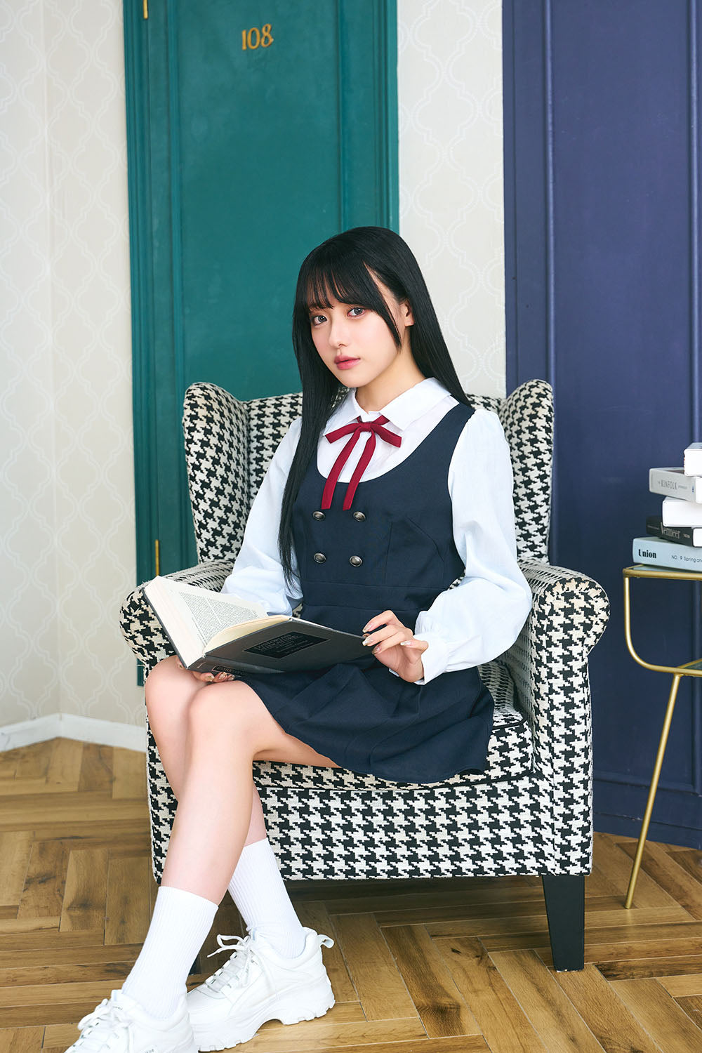 コスプレ 制服 オルチャンセーラー ワンピース ネイビー レディース