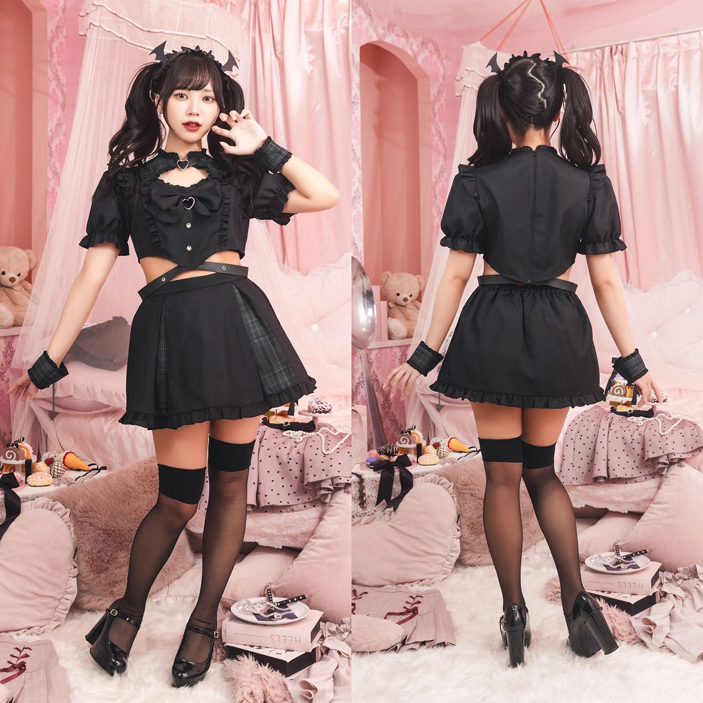 コスプレ ハロウィン ヤムヤムヤミー 依存デビル レディース フリーサイズ ブラック【クリアストーン】