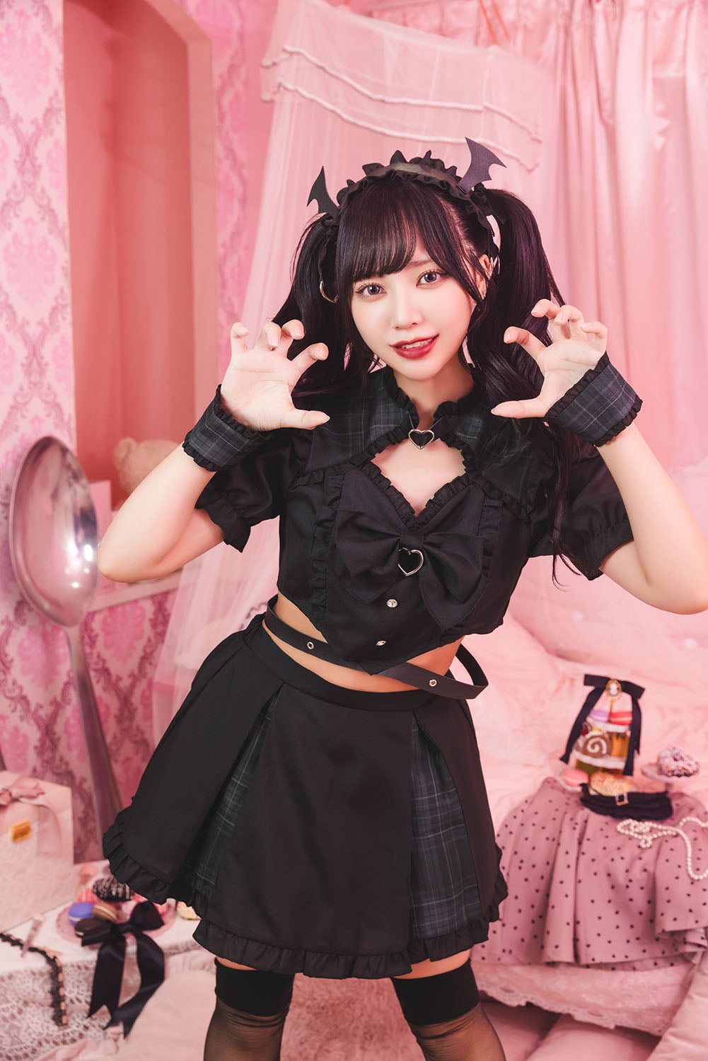 コスプレ ハロウィン ヤムヤムヤミー 依存デビル レディース フリーサイズ ブラック【クリアストーン】