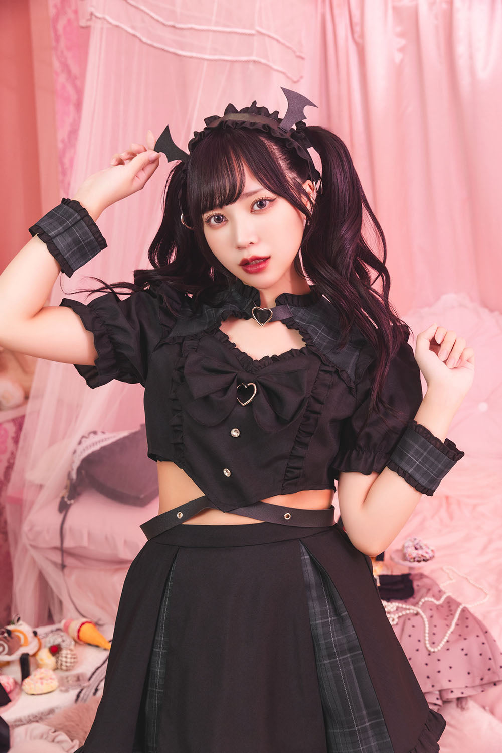 コスプレ ハロウィン ヤムヤムヤミー 依存デビル レディース フリーサイズ ブラック【クリアストーン】