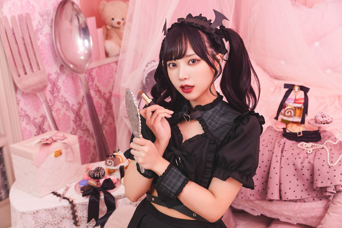 コスプレ ハロウィン ヤムヤムヤミー 依存デビル レディース フリーサイズ ブラック【クリアストーン】