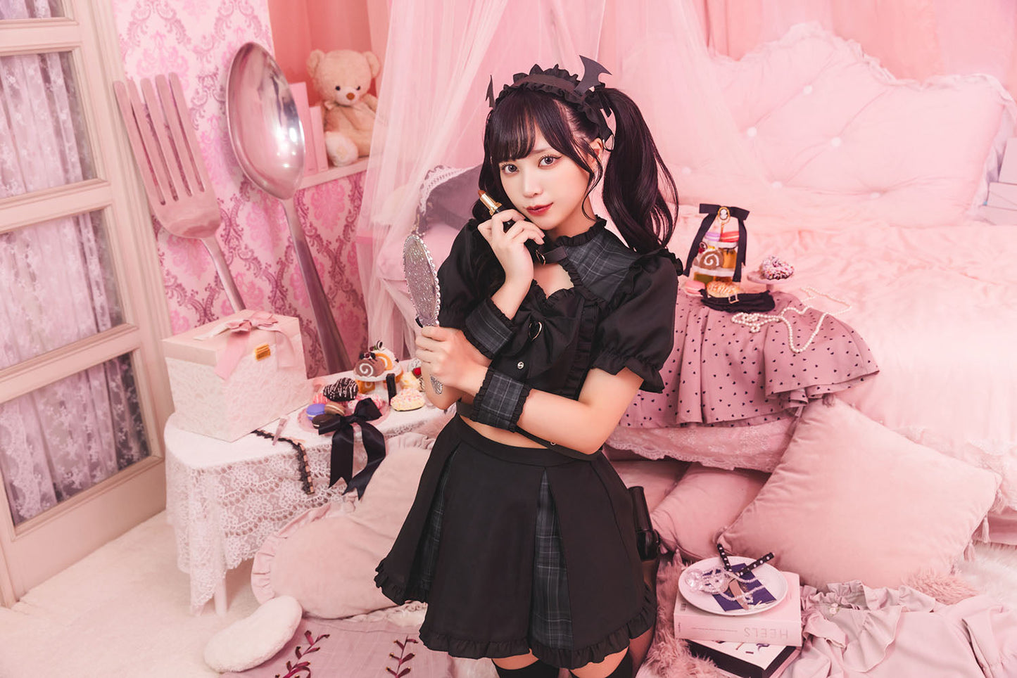 コスプレ ハロウィン ヤムヤムヤミー 依存デビル レディース フリーサイズ ブラック【クリアストーン】