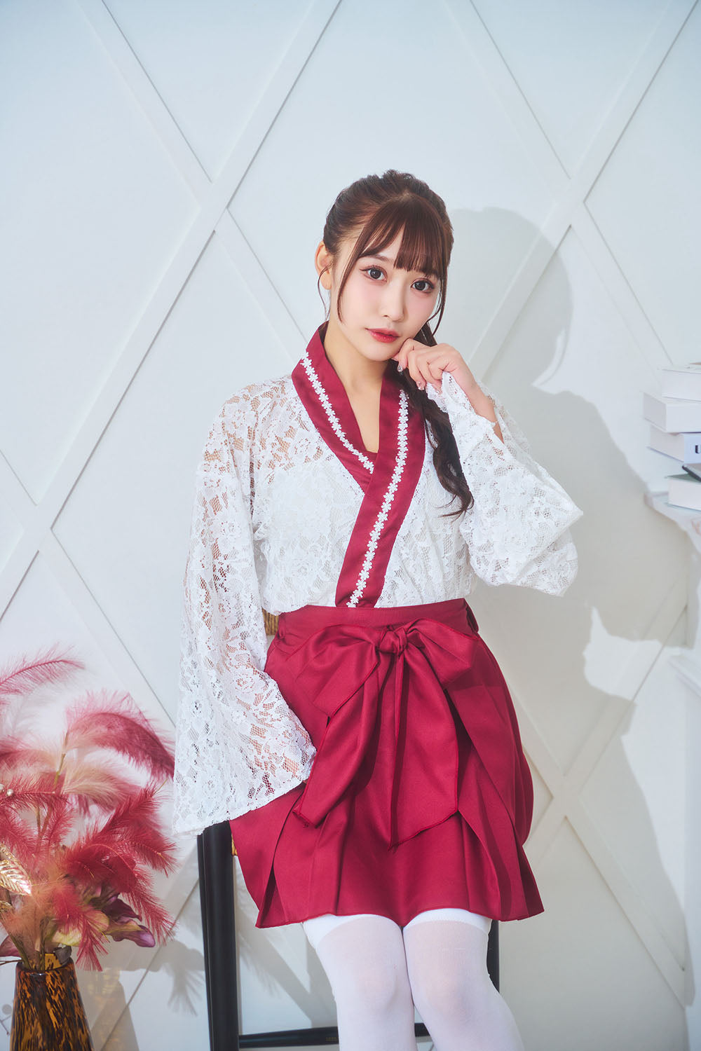 コスプレ 和風 巫女 GLOWHOLIC レースミニ巫女 レディース